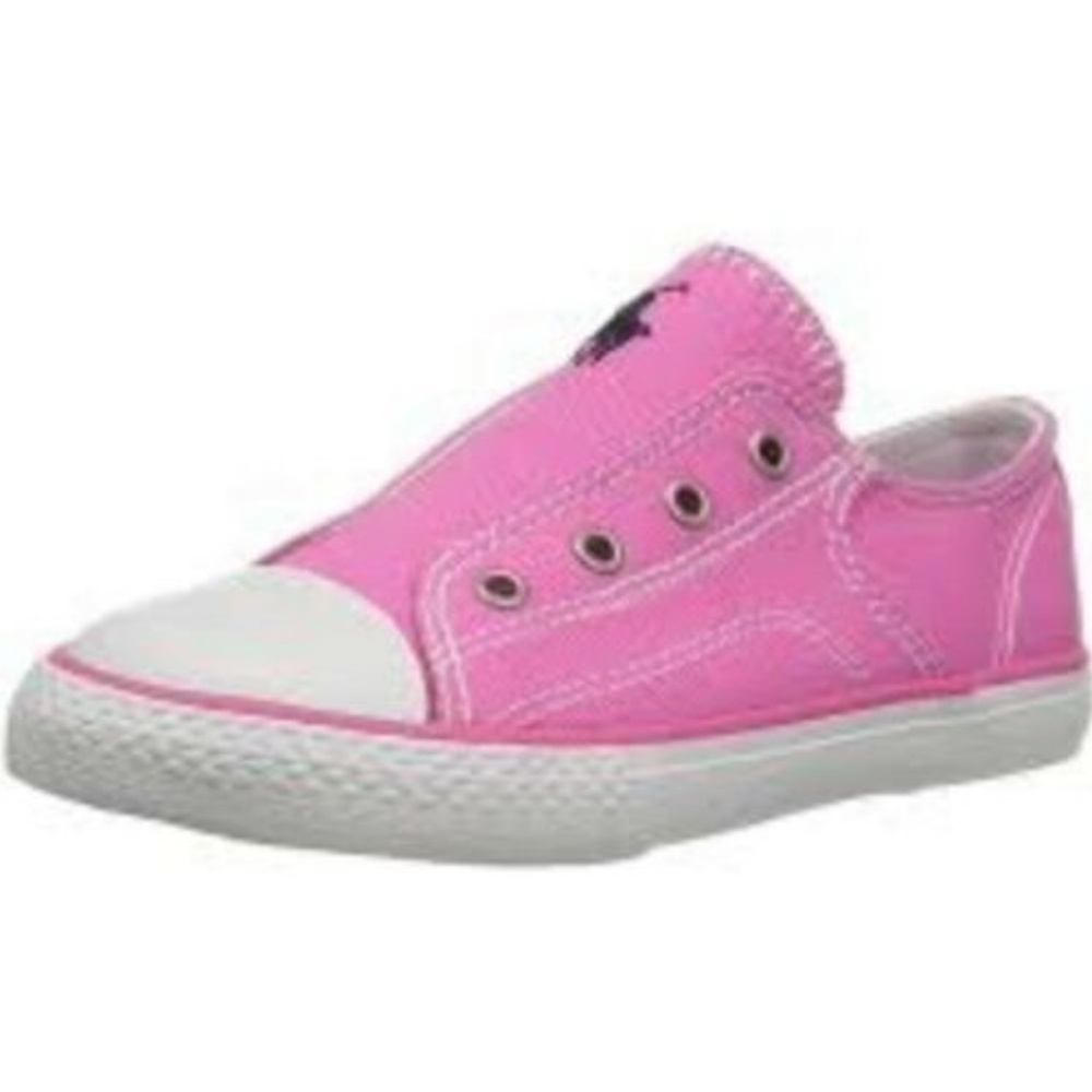 Polo Ralph Lauren Kids ROWENN Canvas Sneakers Girls Sz 2 Baja Pink Slip On